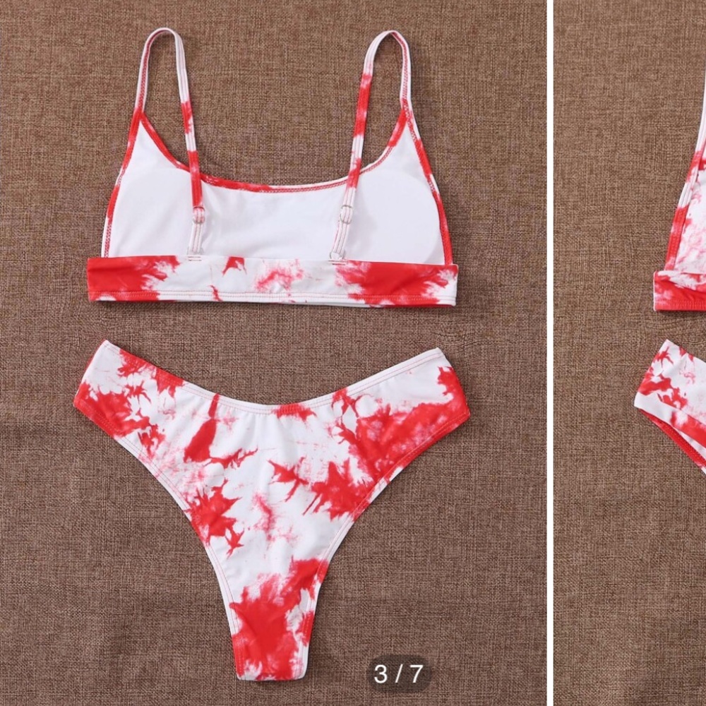 Shein Tie Dye Bikini Set Cami Top & High Leg Bottom 2 Piece Swimsuit - Picture 2 of 9